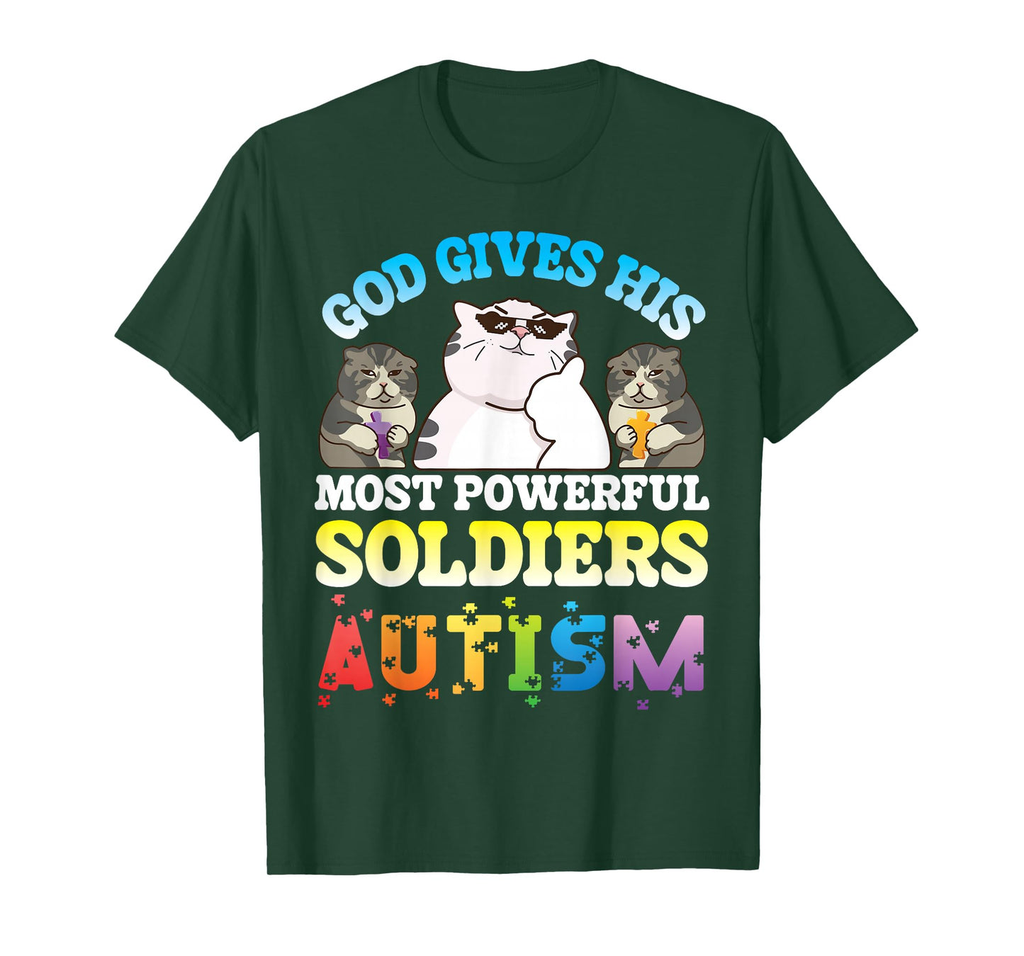 God Gives His Strongest Soldiers Autism Cute Cats Together T-Shirt