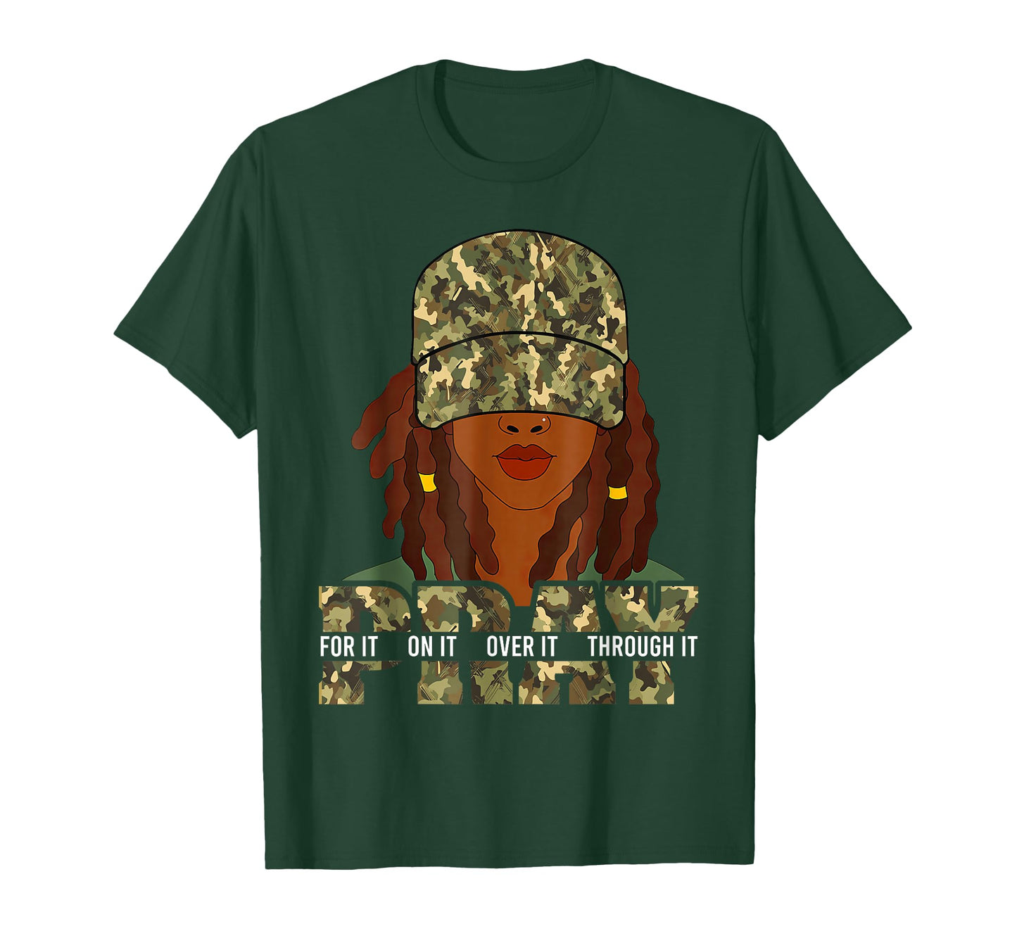 Pray On It Pray Over It Black Woman Afro Christian Sayings T-Shirt