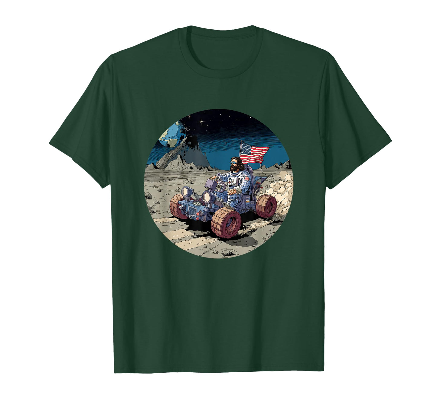 Funny Moon Vehicle with Jesus Christ Costume T-Shirt