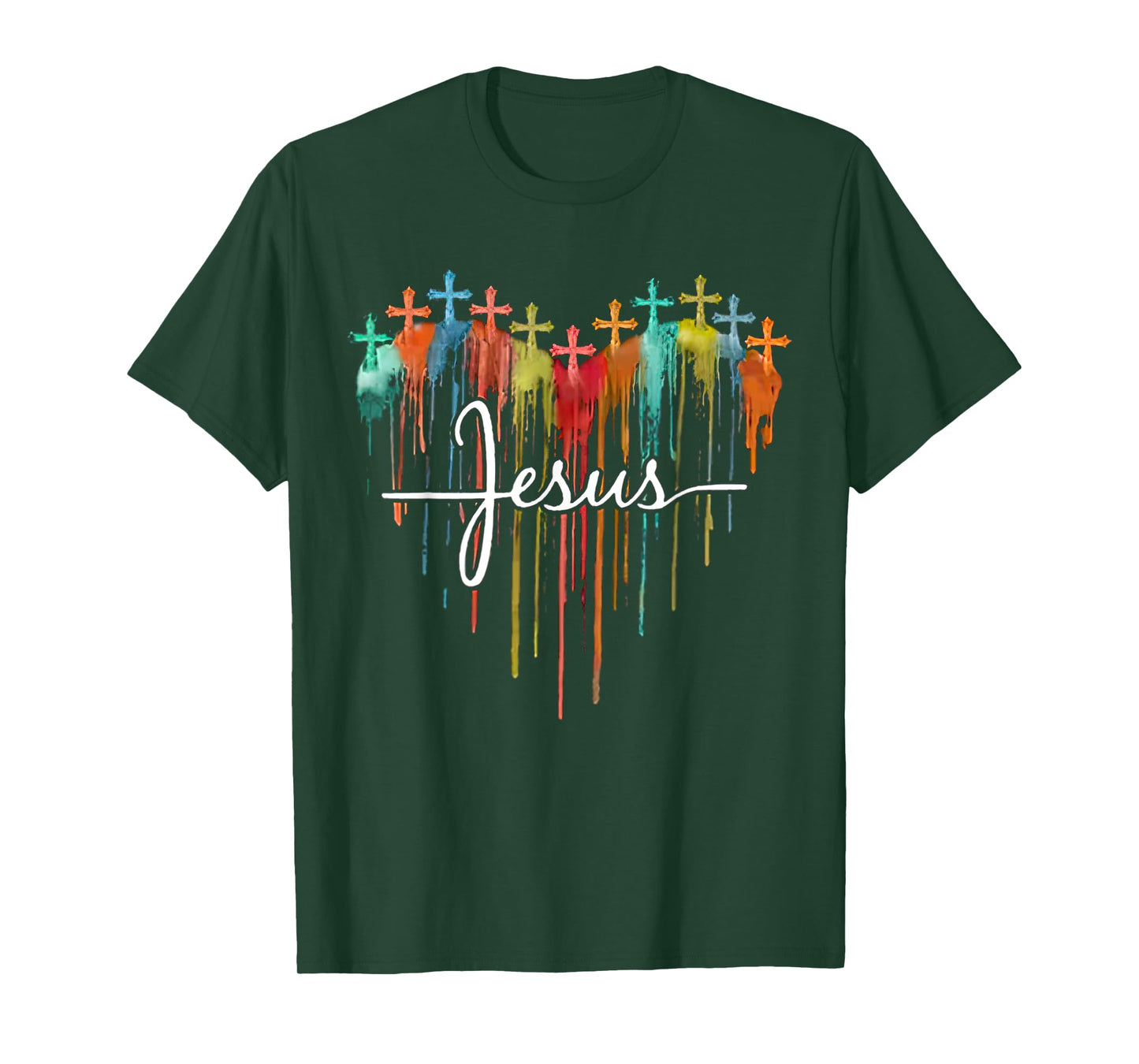 Colorful Jesus Cross Melting Heart For Christian Jesus Lover T-Shirt