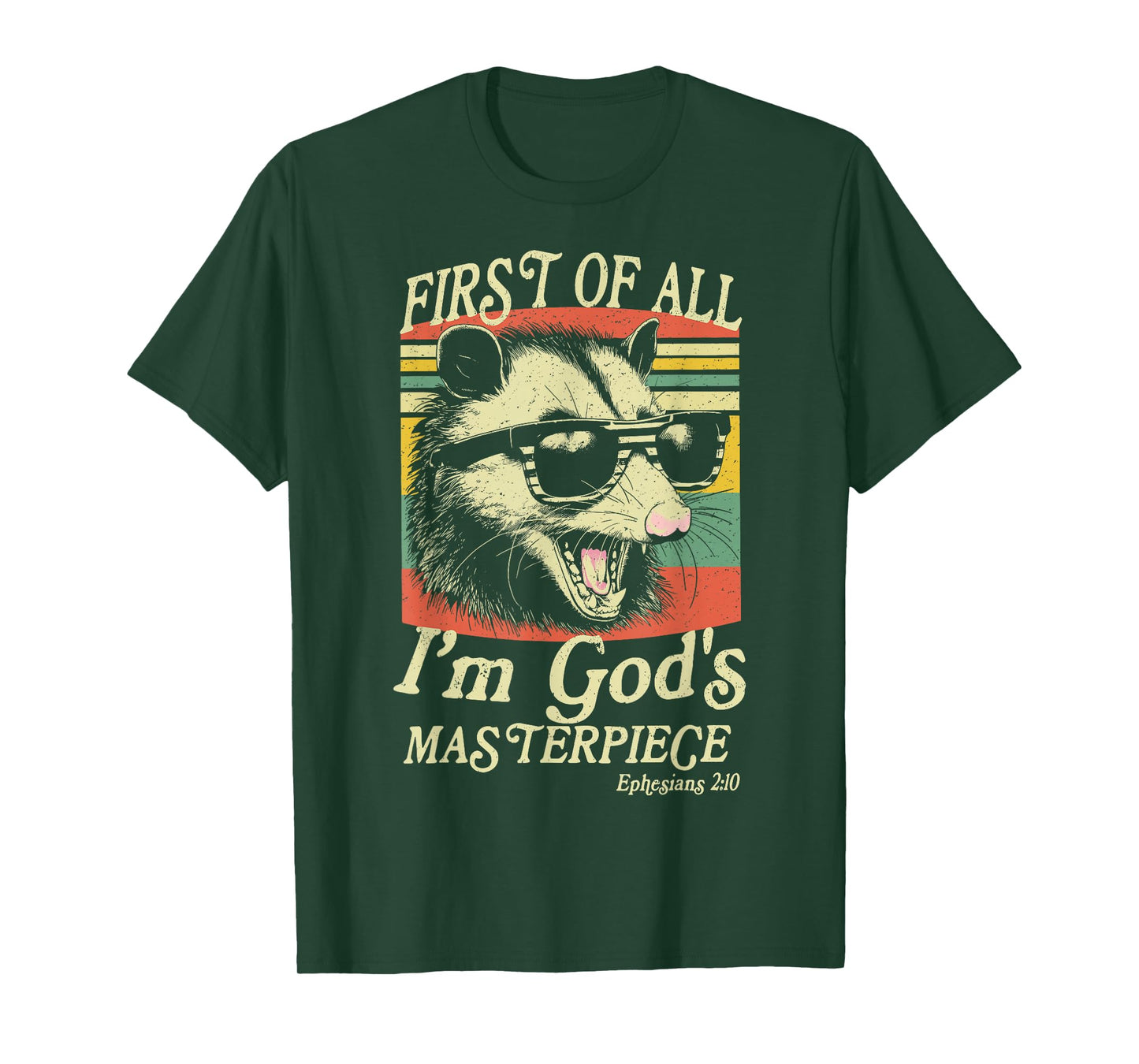 First of All I’m God’s Masterpiece Raccoon Retro Verse T-Shirt