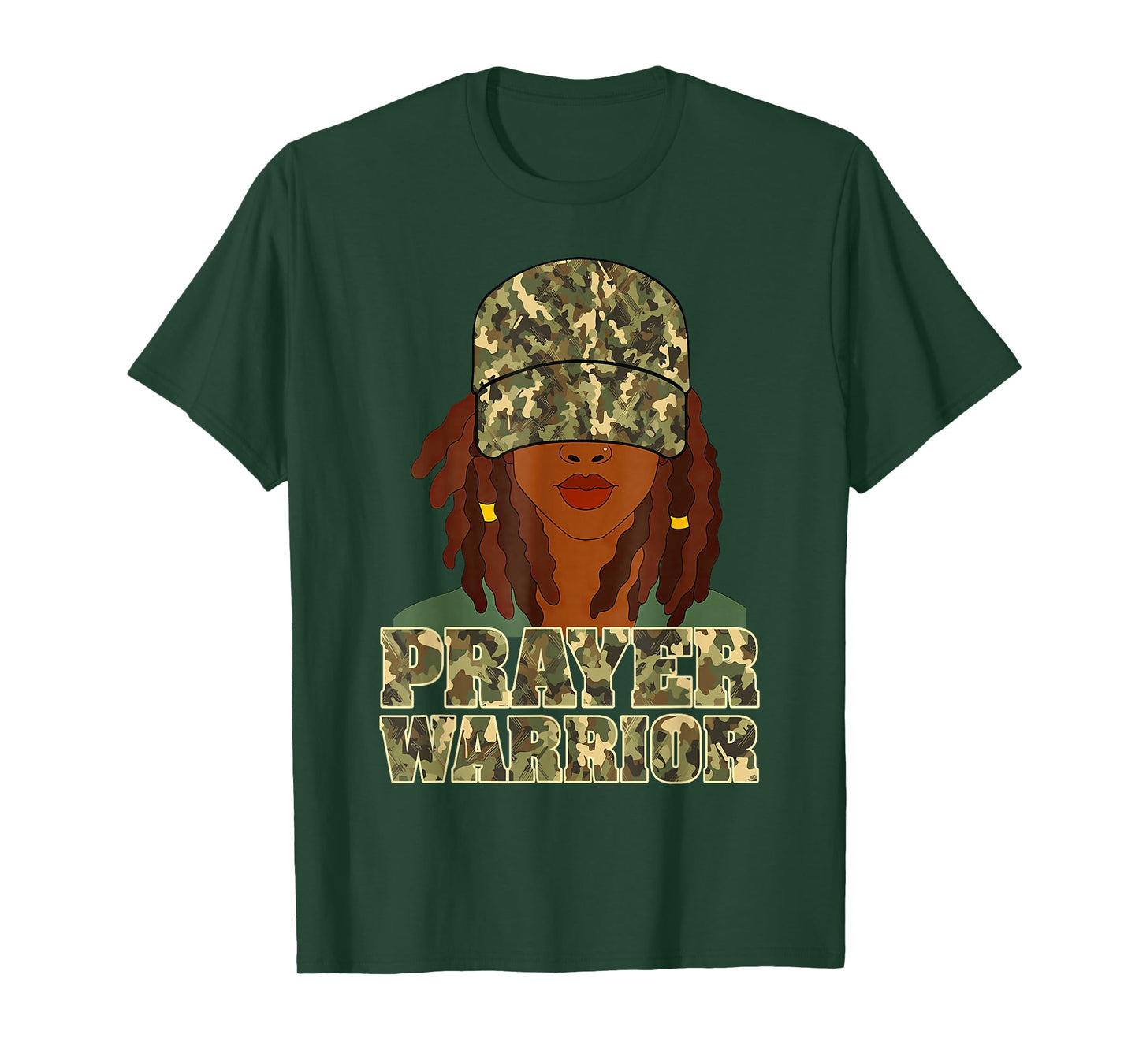 Camo Hat Prayer Warrior God Jesus Christian Black Girl Women T-Shirt