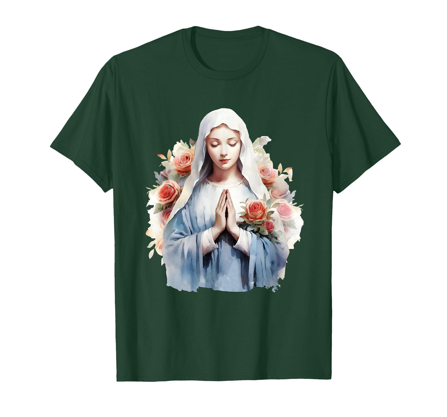 Blessed Mother Mary Mother of Jesus Roses Our Lady Catholic T-Shirt