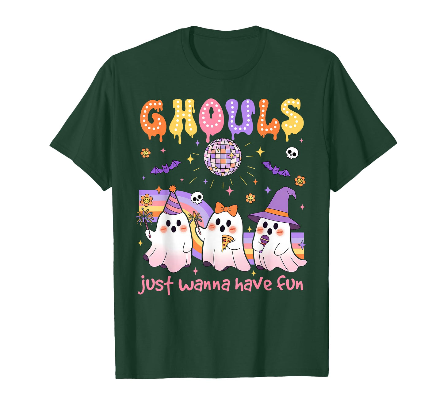 Dancing Ghost Ghouls Just Wanna Have Fun Halloween Groovy T-Shirt