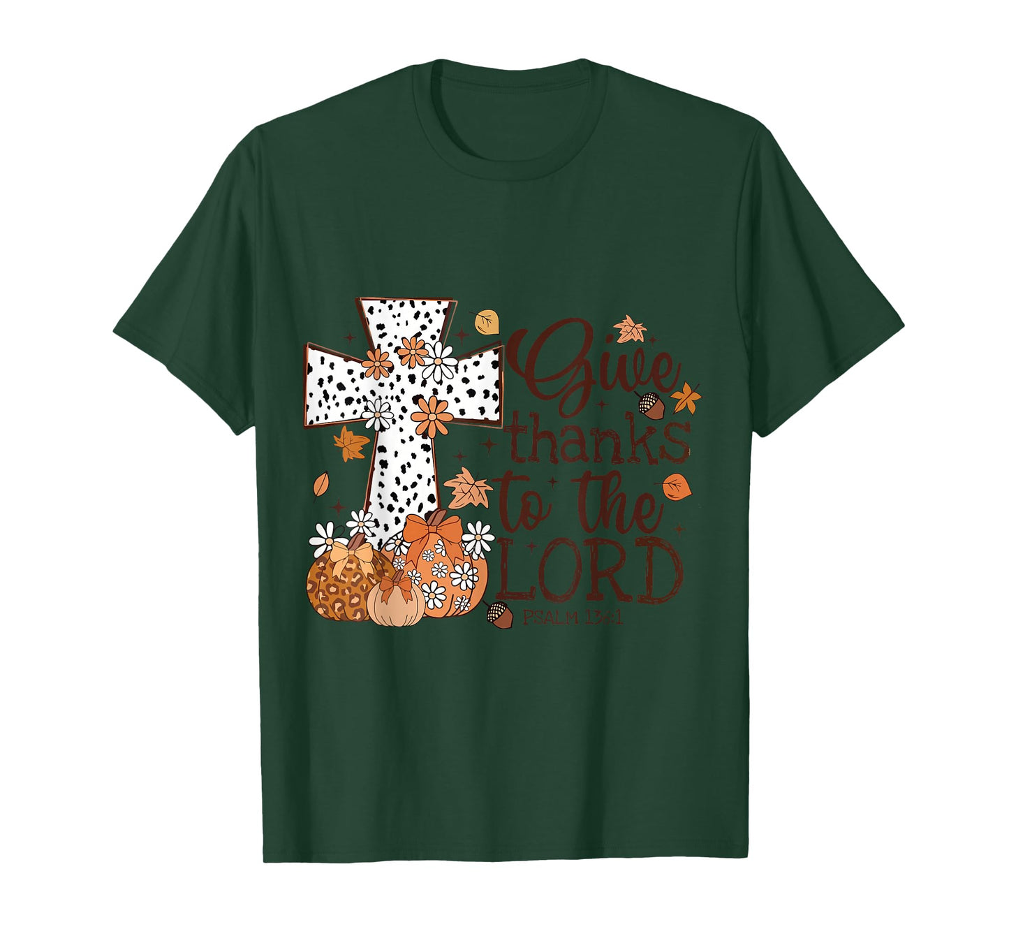 Give Thanks to The Lord Christian Fall Leopard Pumpkin T-Shirt