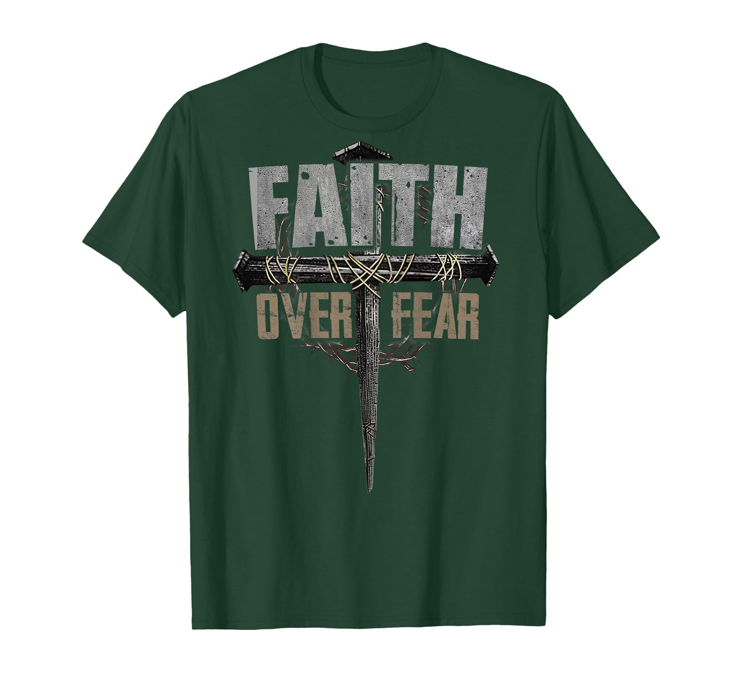 God Jesus Christ Cross Faith Over Fear Religious Christian T-Shirt