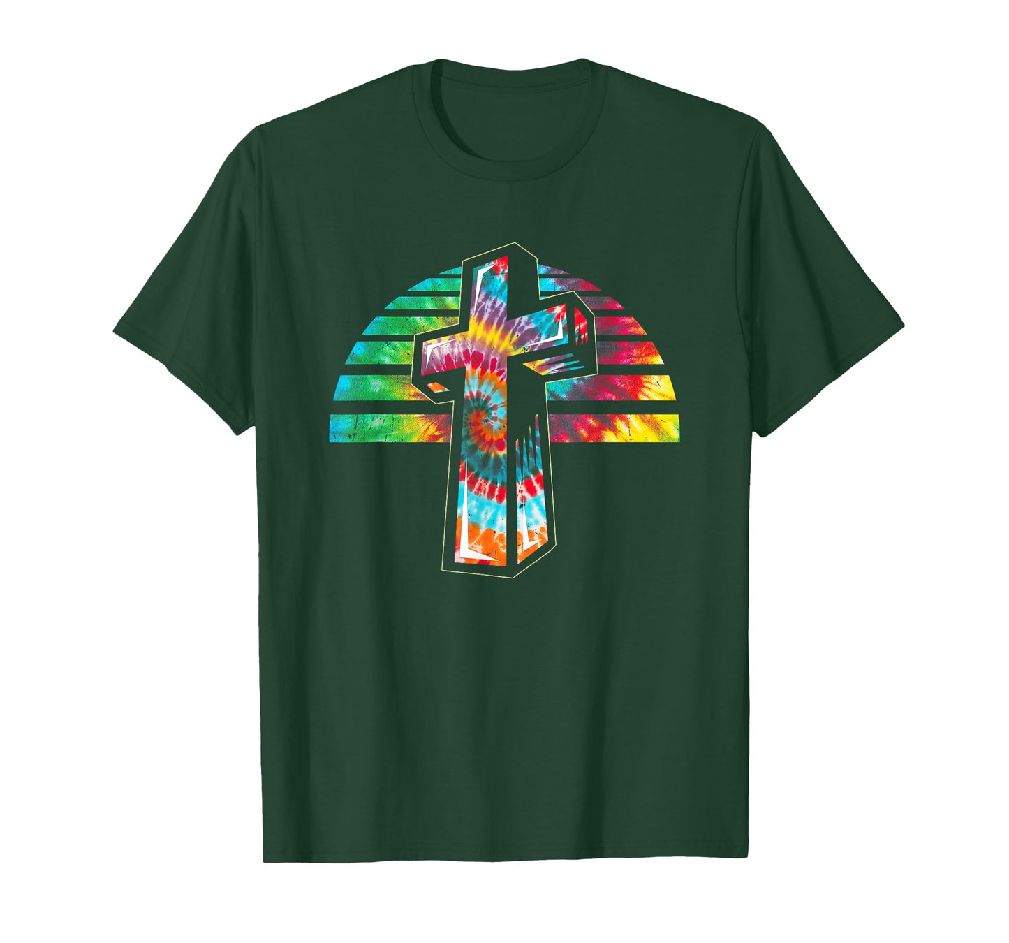 Jesus Christian Cross Tie Dye Rainbow Religious Bible Faith T-Shirt