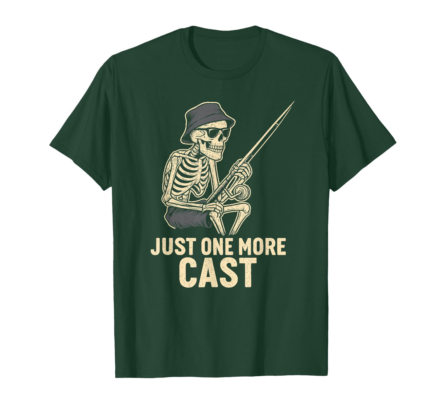 Funny Skeleton Fishing Tee Just One More Cast Quote T-Shirt