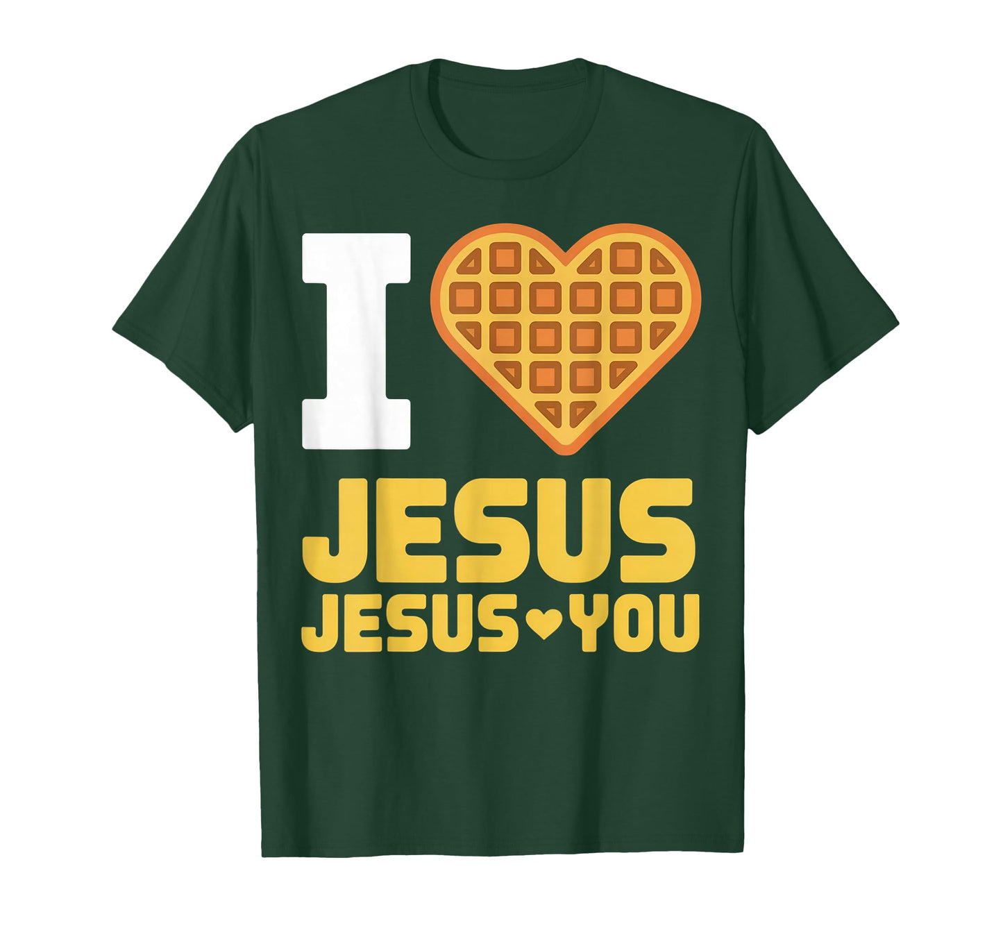 I Love Jesus Waffle Heart Funny Christian Breakfast T-Shirt