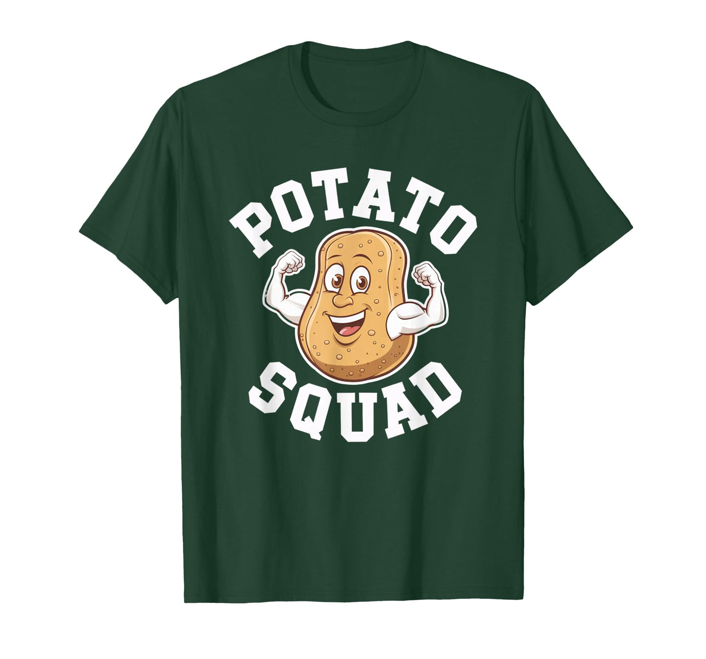 Funny Potato Squad Flexing Muscular Happy Character Design T-Shirt