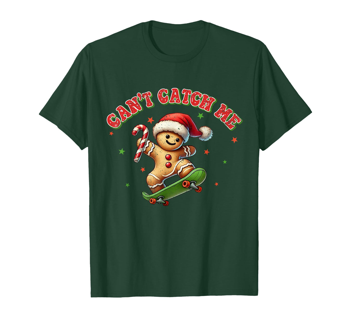 Can't Catch Me Retro Christmas Gingerbread Boy Xmas Kids T-Shirt