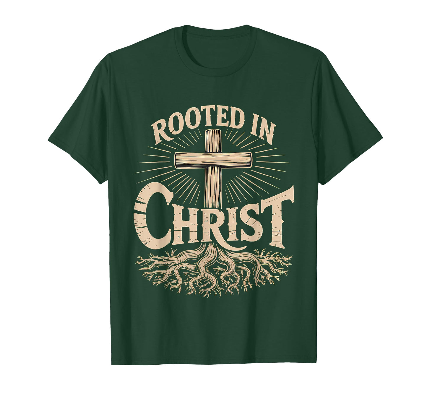 Rooted in Christ Christian Faith Jesus Cross T-Shirt