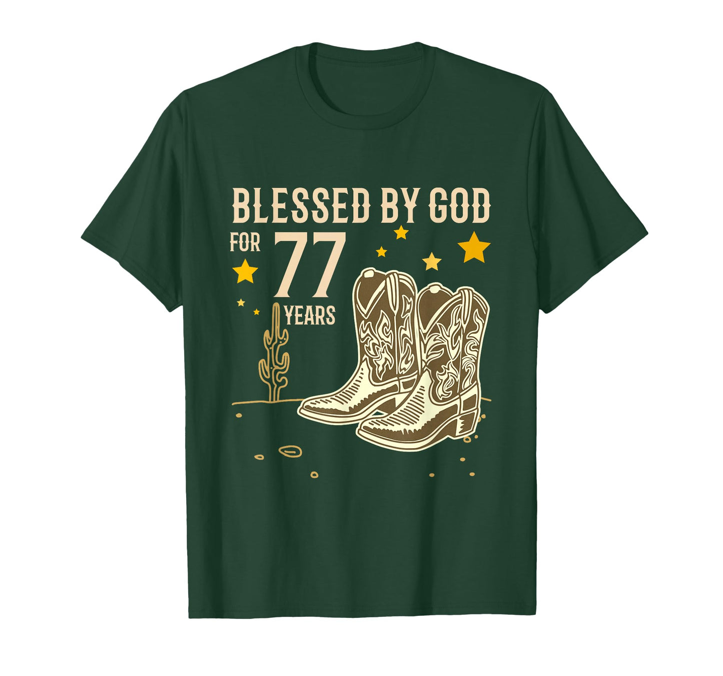 Vintage Blessed by God for 77 Years Cowboy 77th Birthday Men T-Shirt