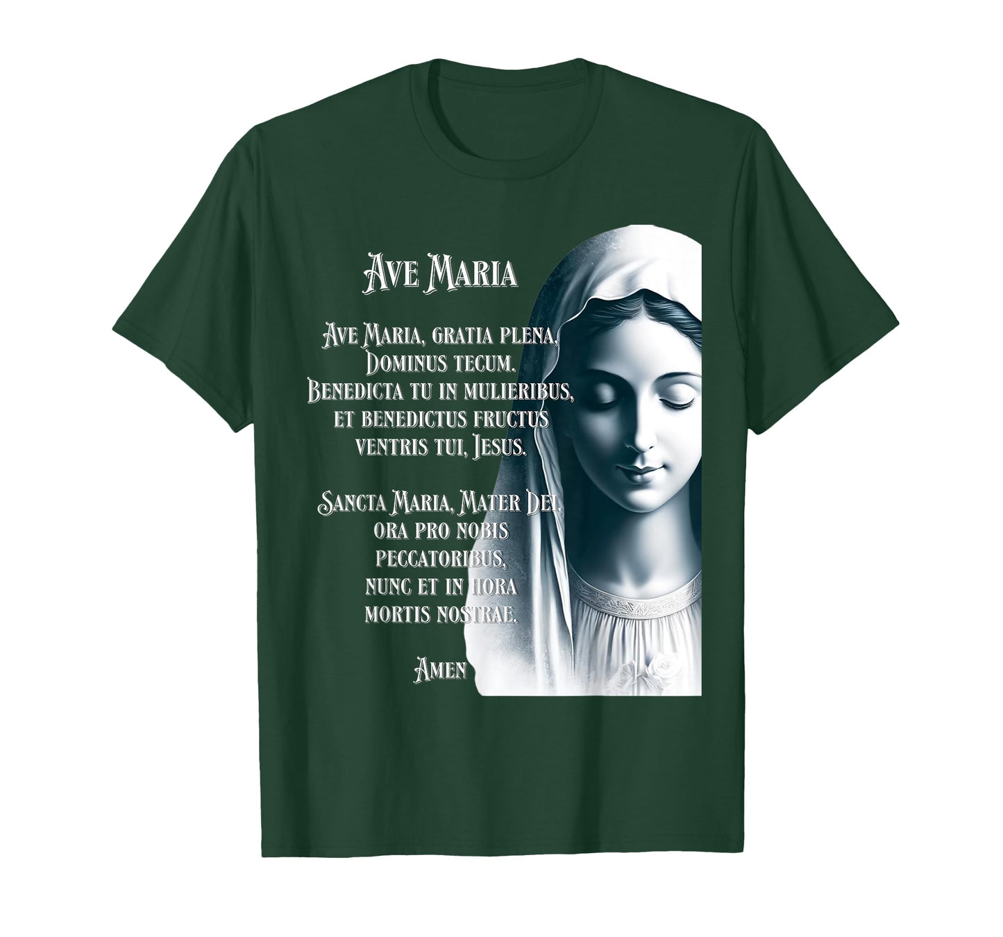 Latin Hail Mary Blessed Mother Rosary Prayer T-Shirt