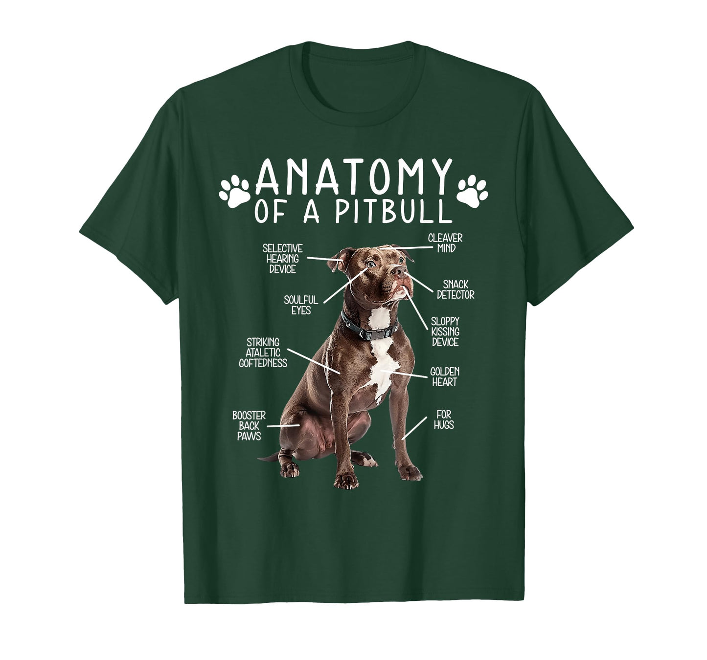 Anatomy Of A Pitbull Funny Dog Lover Humor Quote T-Shirt