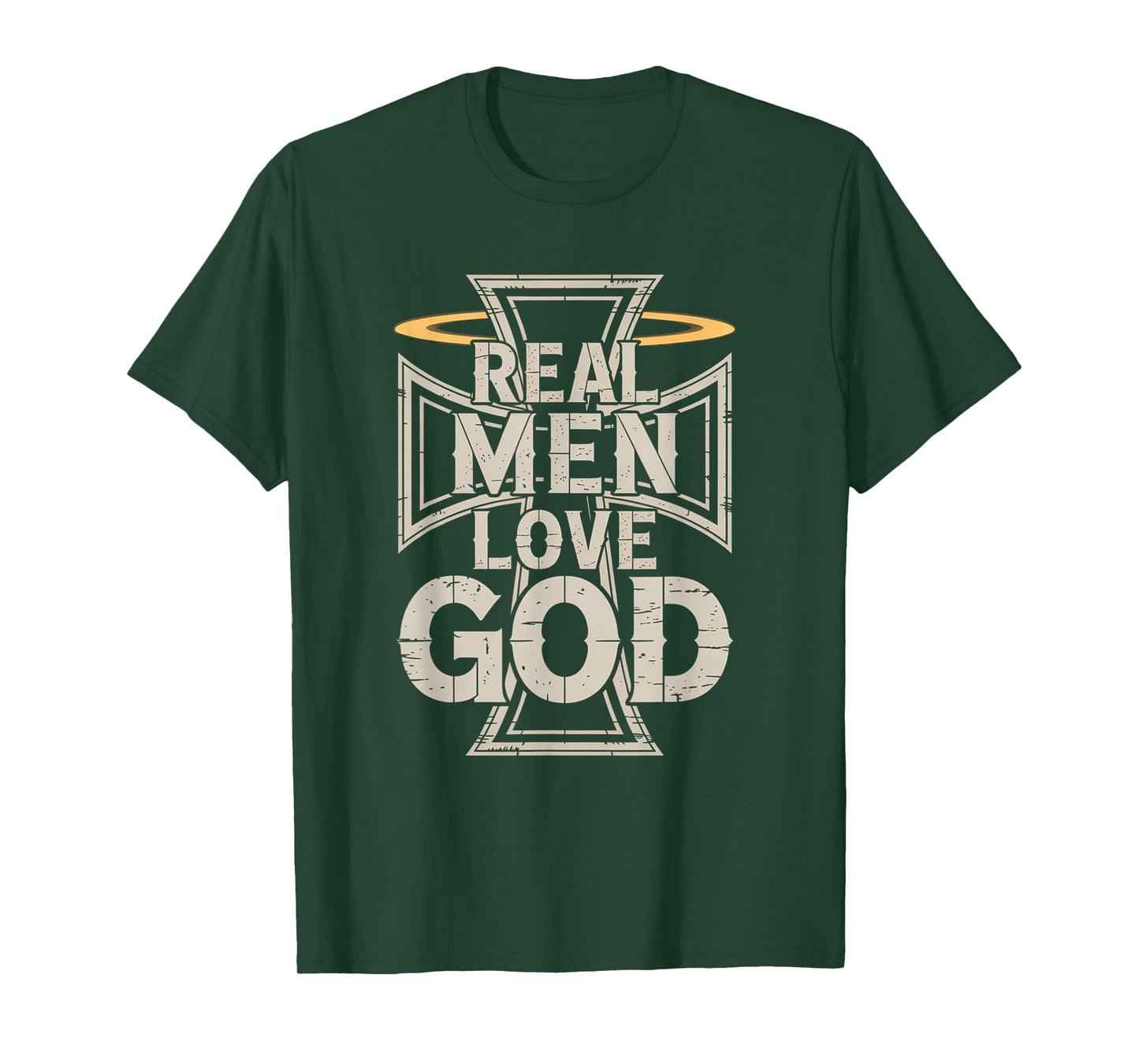 Real Men Love God Retro Christian Cross Matthew 22:37 T-Shirt