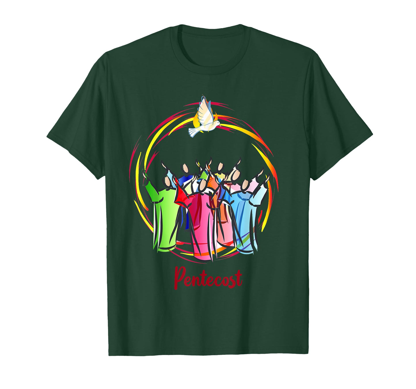 Pentecost Doves Tongues Fire Flame Holy Spirit Catholic T-Shirt