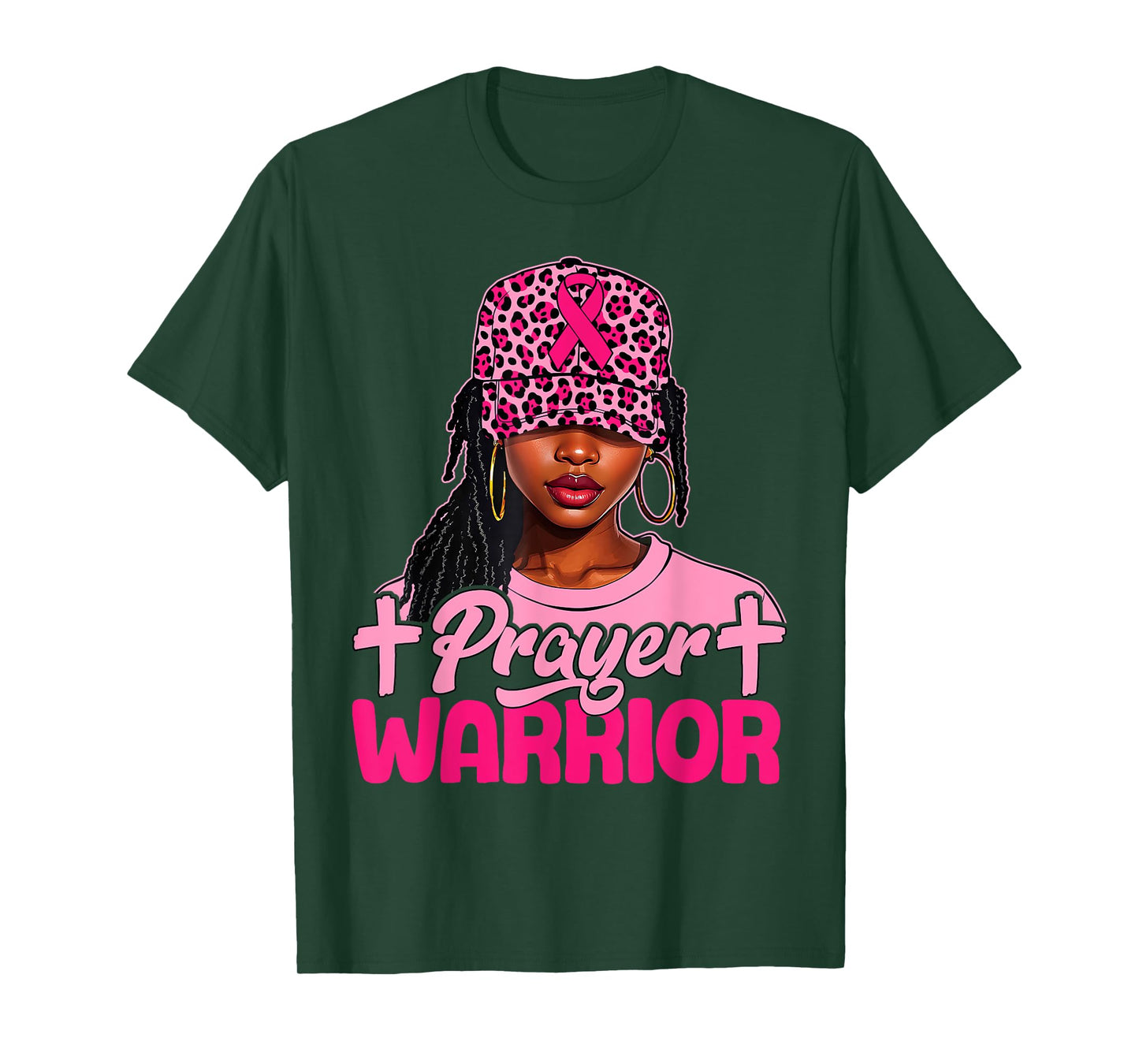 Prayer Warrior Black Women Afro Christian Breast Cancer T-Shirt