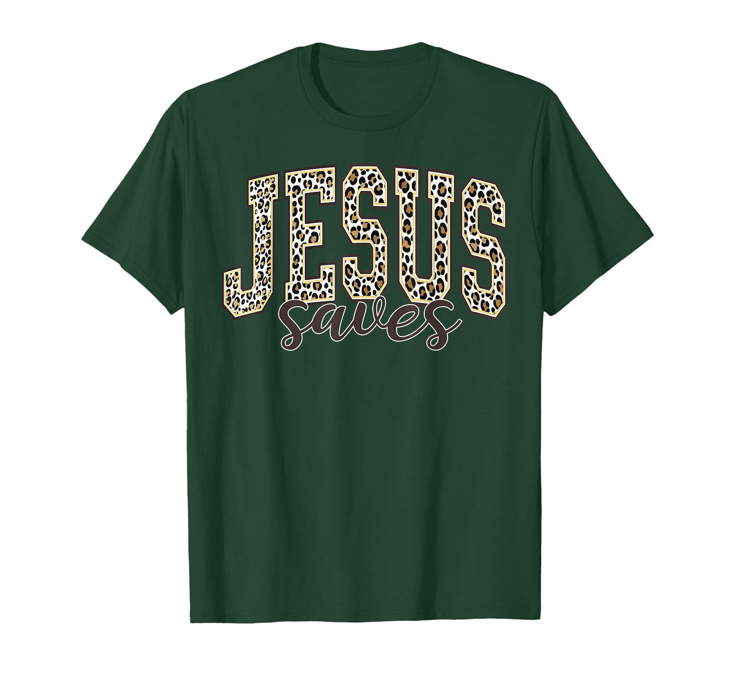 Jesus Saves Christian Cross God Faith Bible Leopard Pray T-Shirt