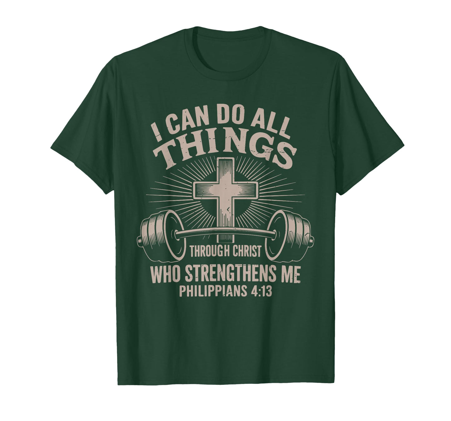 Mens I Can Do All Things Funny Christian Workout Gym Jesus T-Shirt