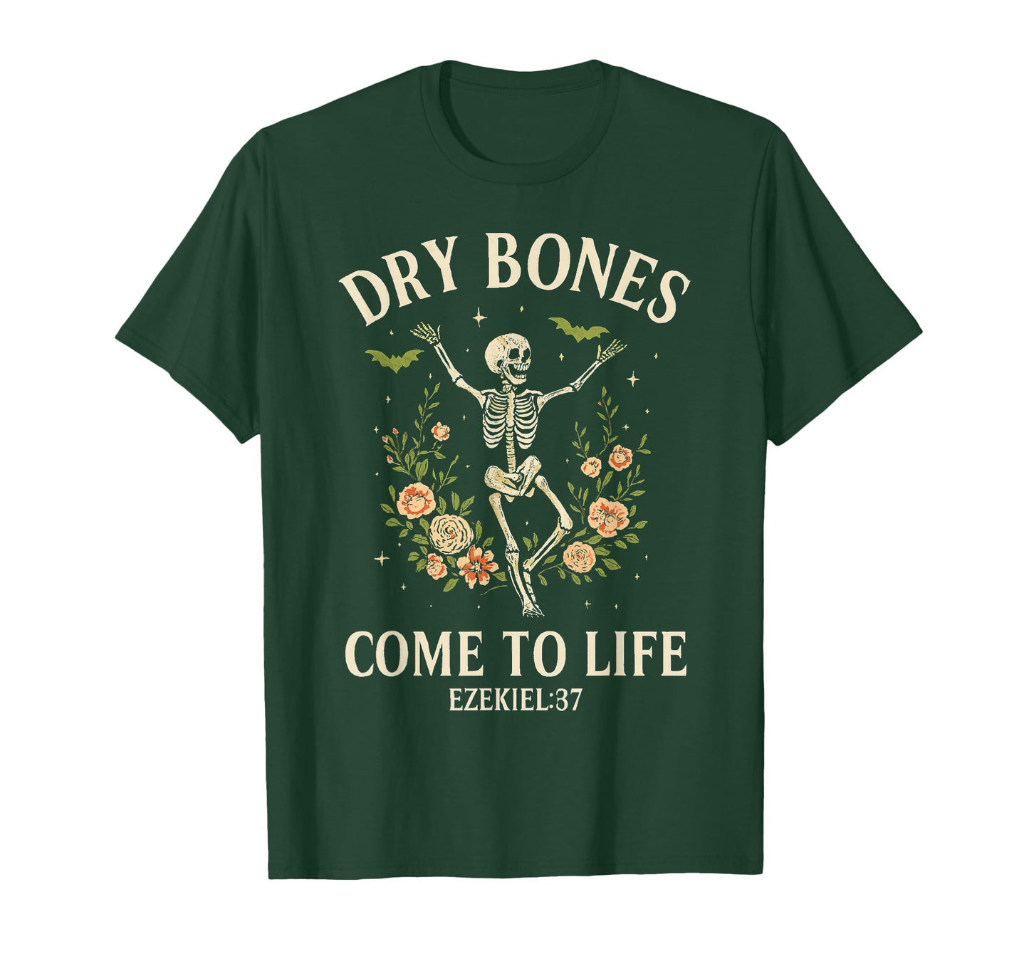 Dry Bones Come to Life Dancing Floral Skeleton T-Shirt