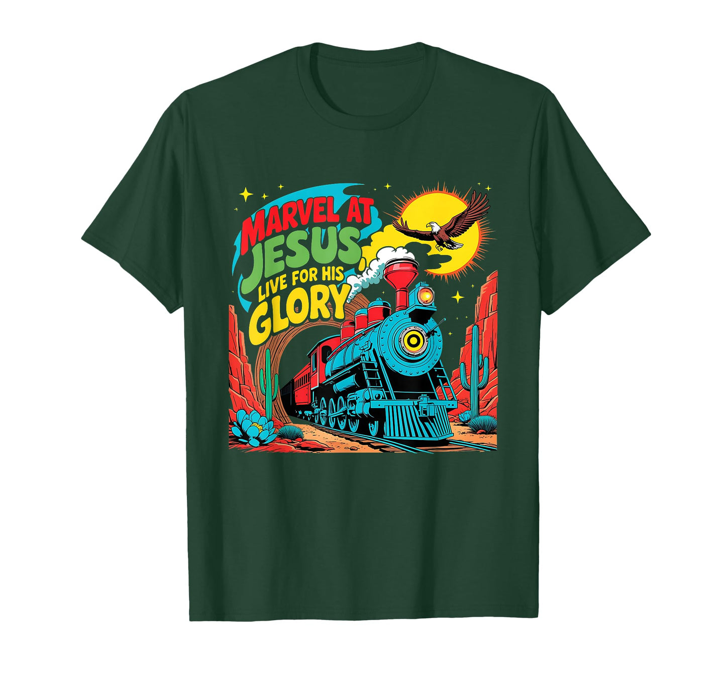 Marvel at Jesus Train Theme Christian VBS 2025 T-Shirt