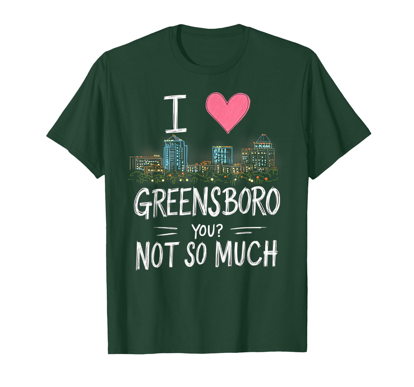 Funny Greensboro North Carolina Night Skyline Vintage T-Shirt
