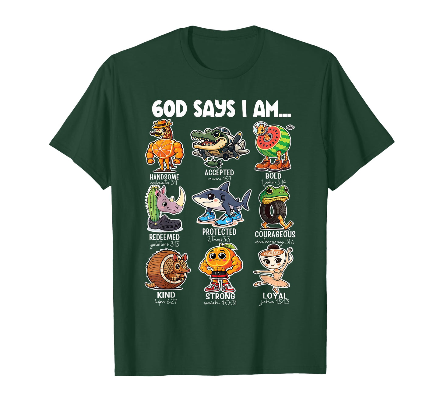 God Says I Am Italian Brainrot Cartoon Funny Christian Kids T-Shirt