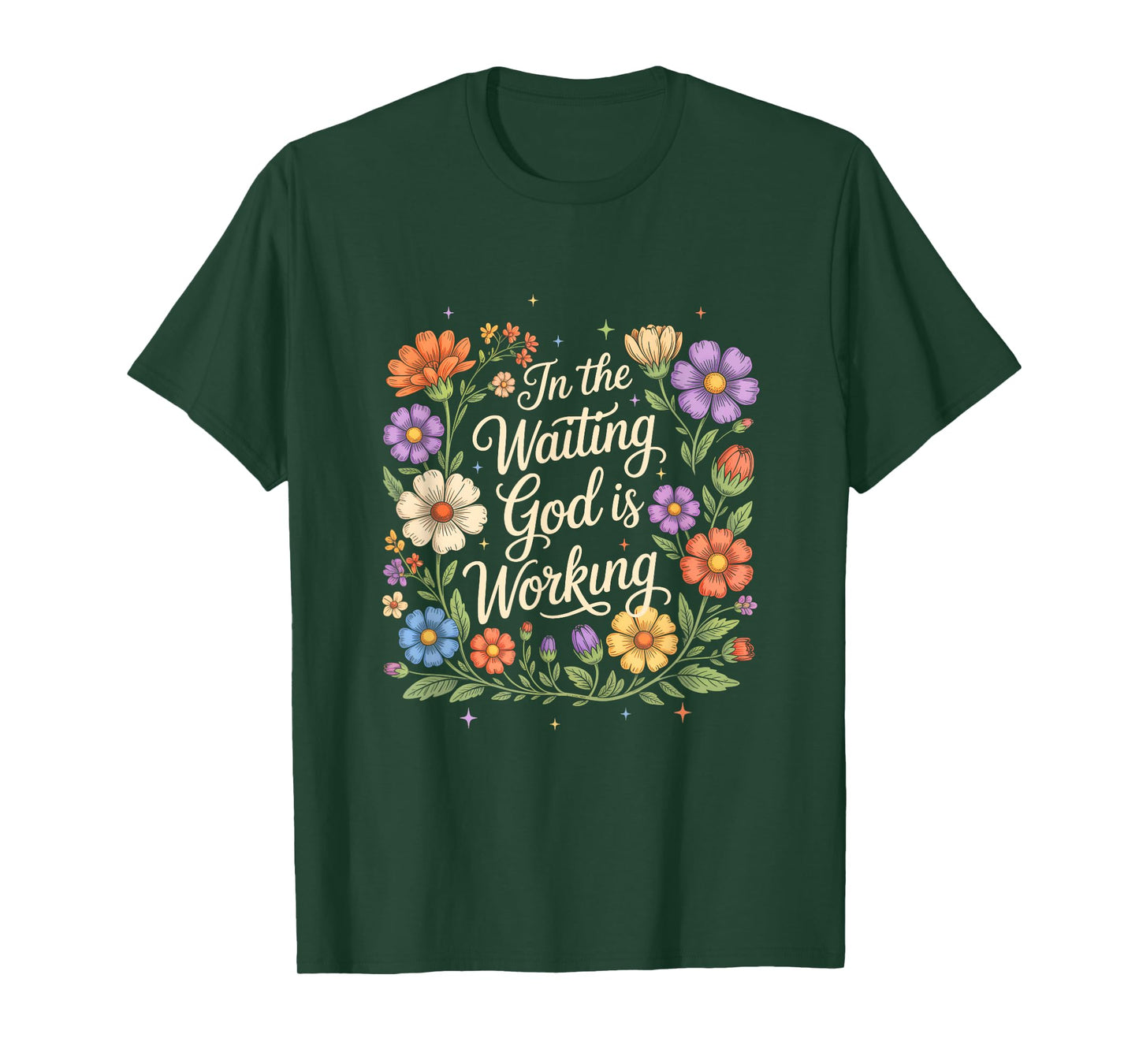 In The Waiting God Is Working Vintage Floral Christian Women T-Shirt