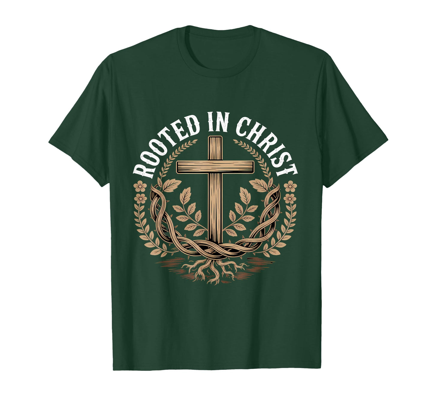 Rooted in Christ Christian Faith Jesus Cross T-Shirt
