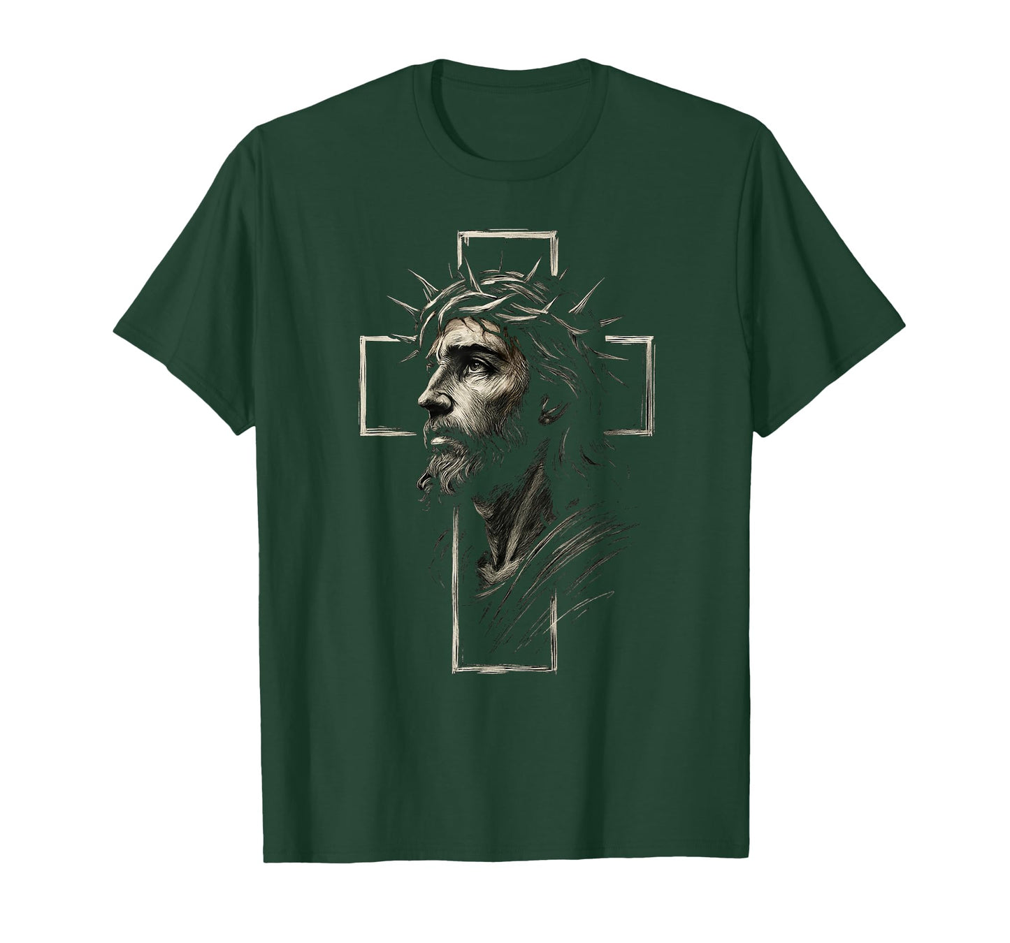 Religious Jesus Shirt – Cross Sketch Faith Graphic Tee T-Shirt