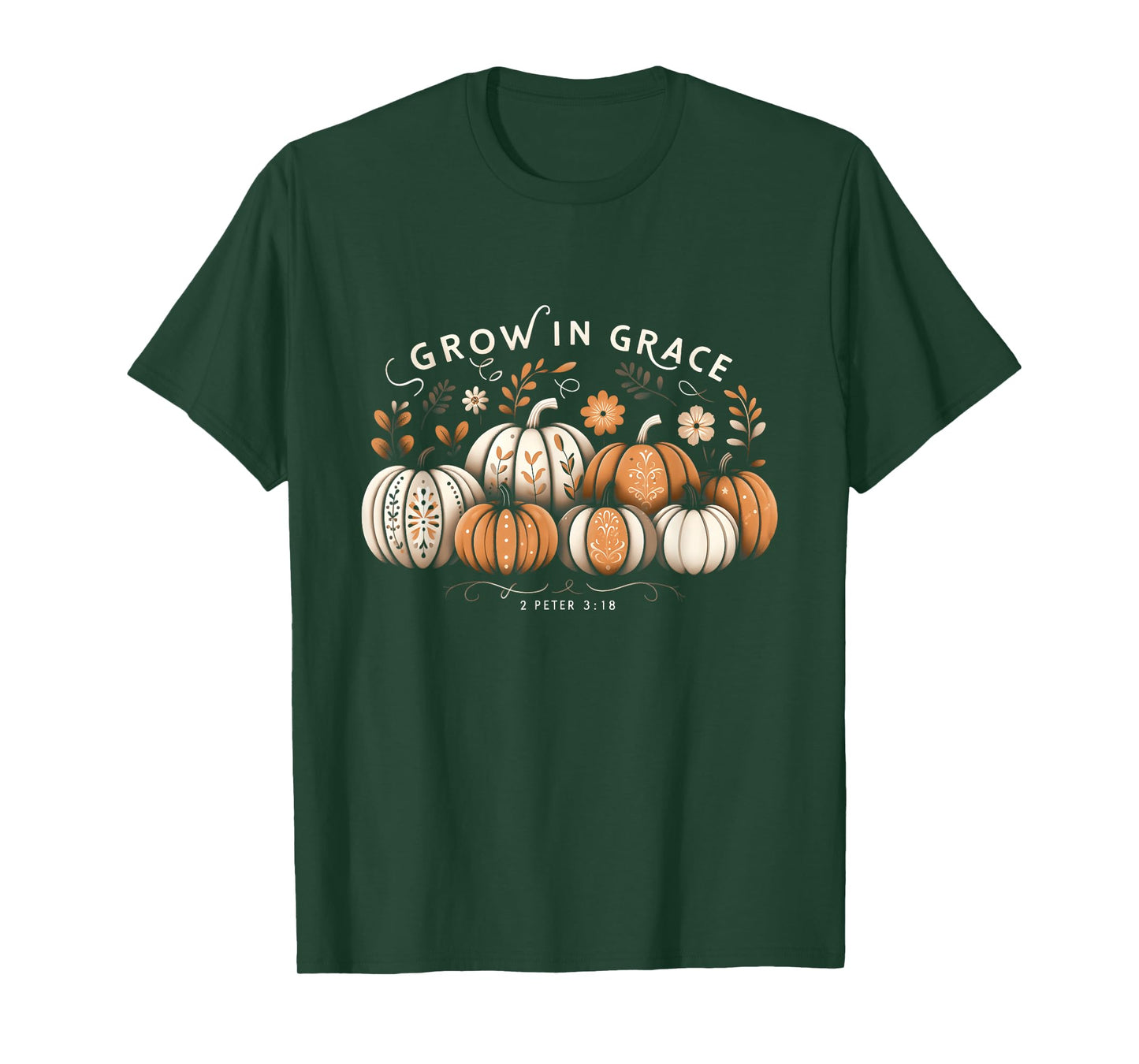 Grow in Grace Pumpkins Fall Thanksgiving Christian Religious T-Shirt