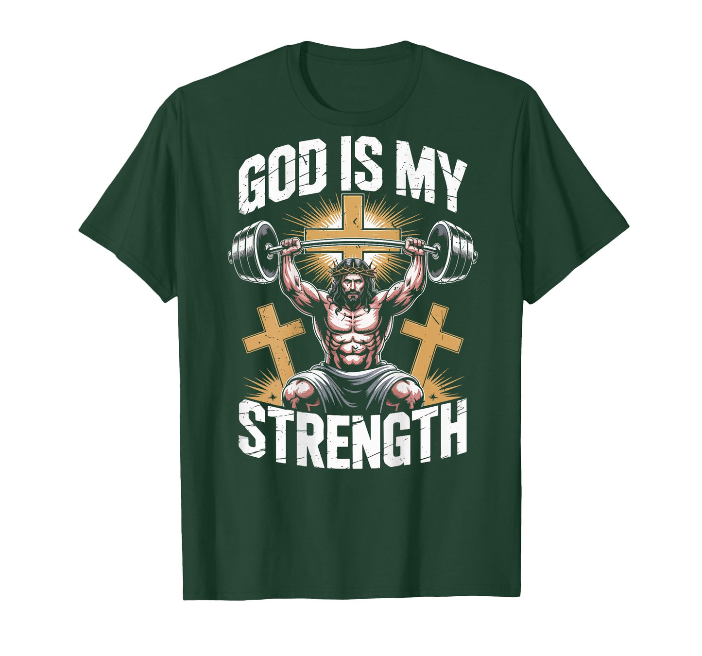 Christian Workout God is My Strength Jesus Gym Faith-Fitness T-Shirt