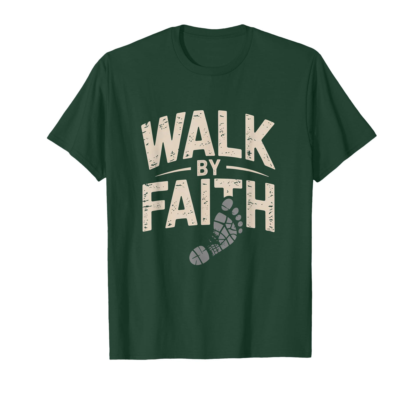 Walk by Faith Christian Footprint Inspirational Tee T-Shirt