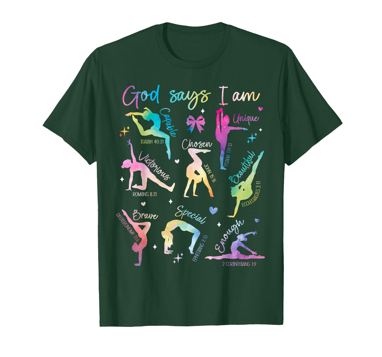 God Says I Am Gymnastic Christian Girls Teens Kids Cartwheel T-Shirt