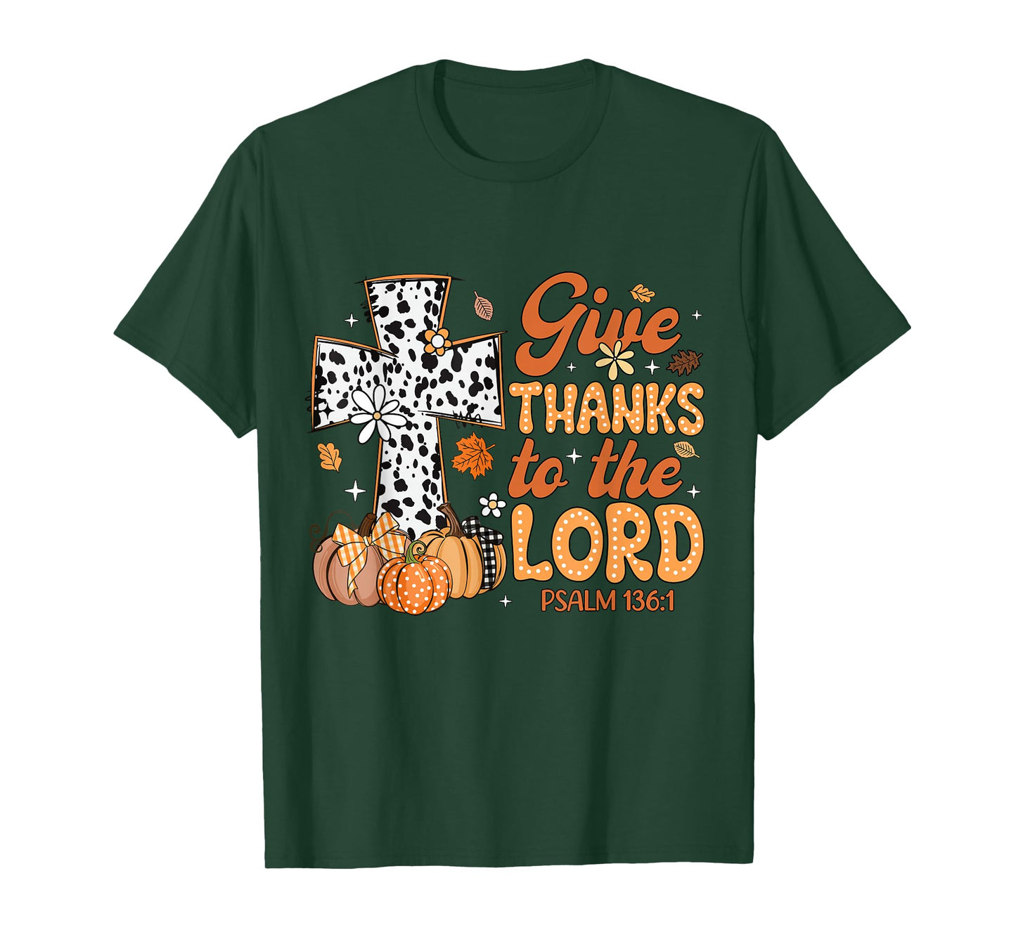 Give Thanks To The Lord Pumpkins Leopard Autumn Fall Vibes T-Shirt