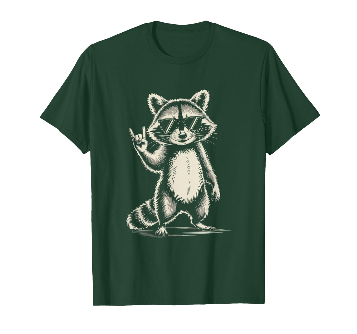 Retro Raccoon Rock Music For Men Women Funny Raccoon T-Shirt