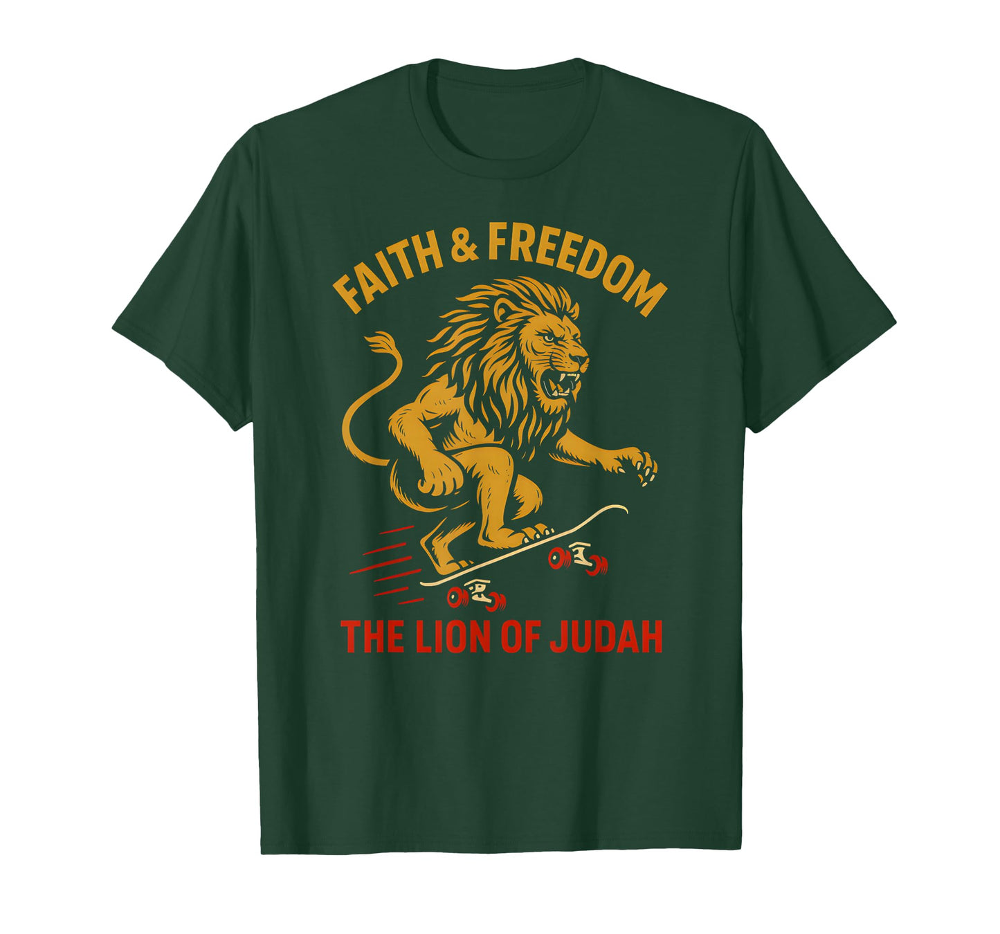 Patriotic Faith Lion of Judah Vintage Mens Christian T-Shirt