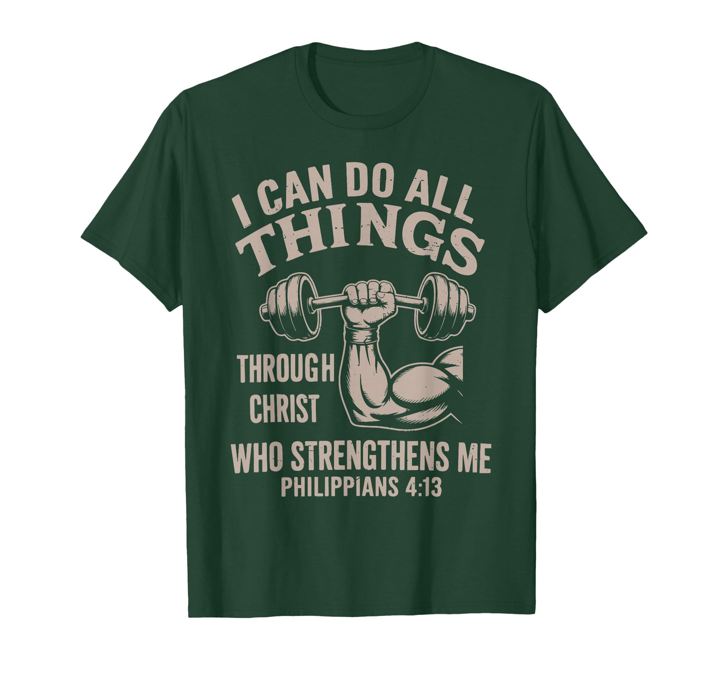 Can Do All Things Christian Workout Gym Weightlifting Cross T-Shirt