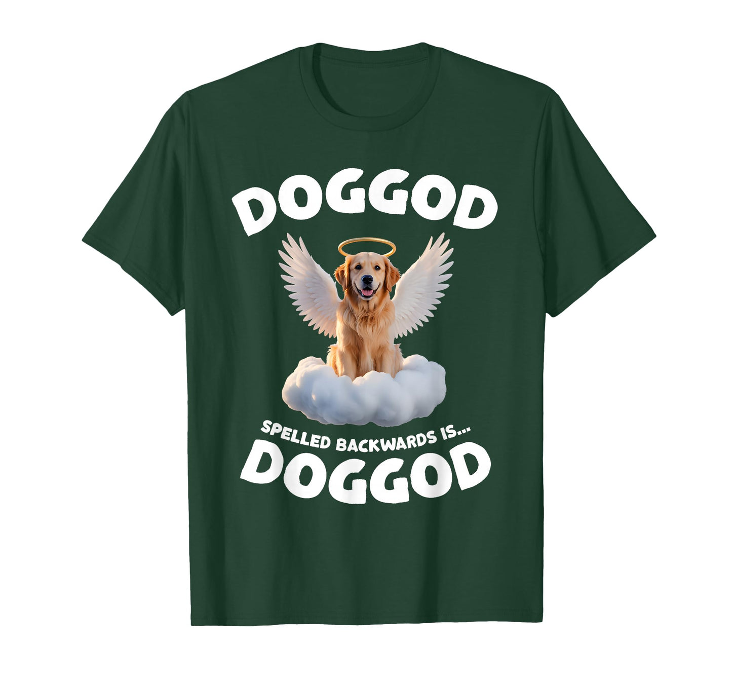 Dog God Funny Palindrome Design with Angel Dog Cloud T-Shirt