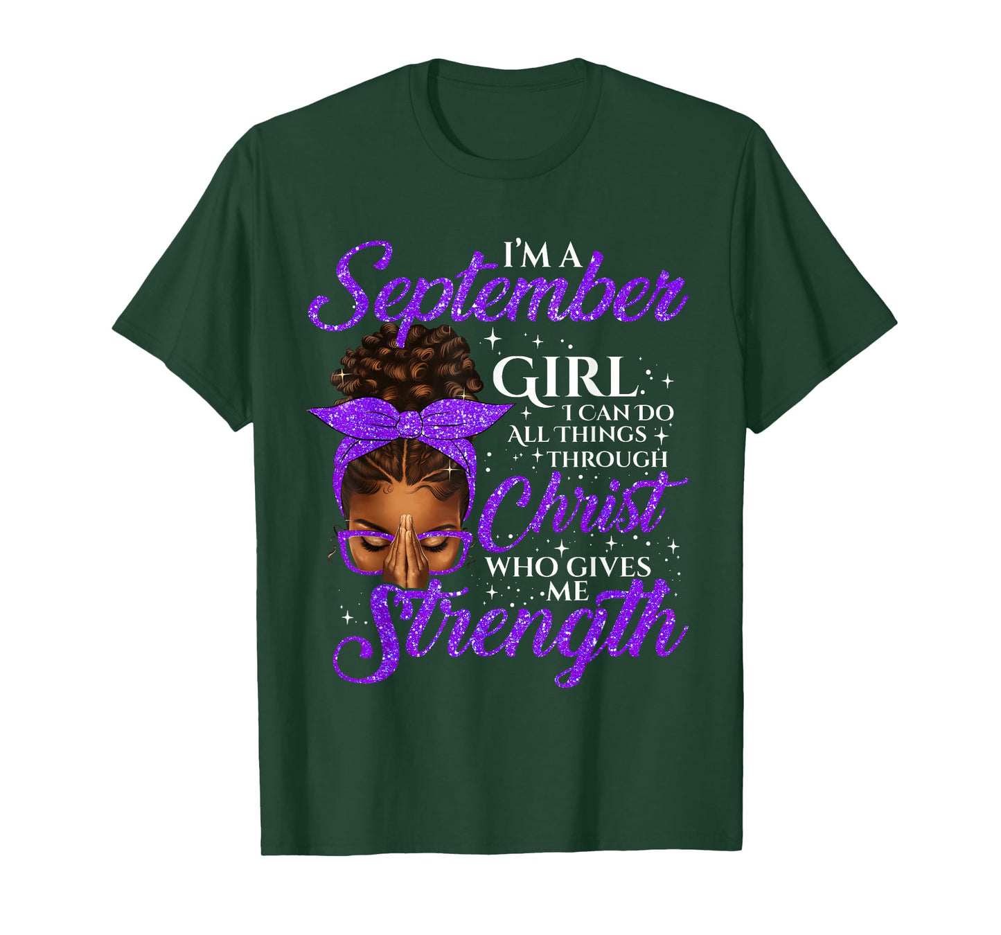 September Girl Birthday Black Women Afro Christian Saying T-Shirt