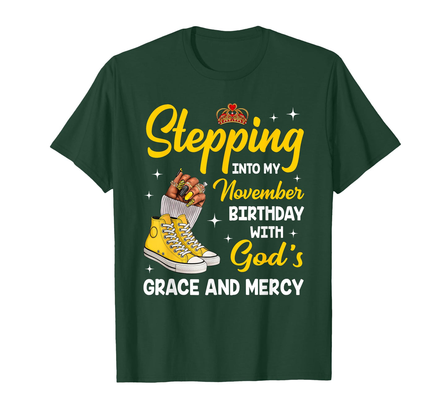 Stepping Into My November Birthday Queen Melanin Afro Woman T-Shirt