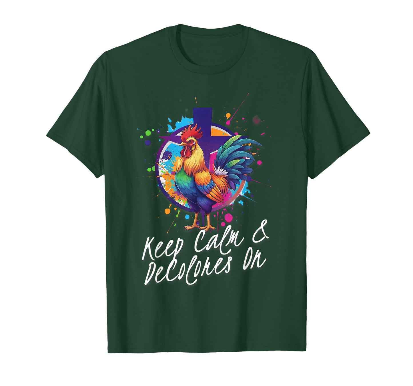 DeColores Cursillo Rainbow Rooster Catholic T-Shirt