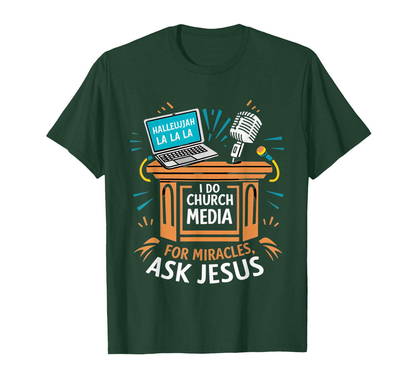 I Do Church Media For Miracles Ask Jesus Audio Tech Funny T-Shirt