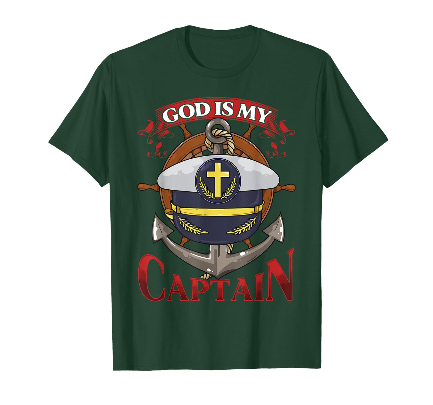 Christian Bible Verse God Is My Captain 2 Chronicles 13:12 T-Shirt