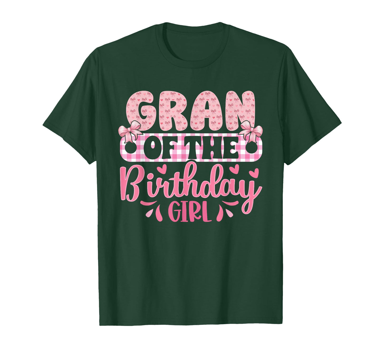 Gran of The Birthday Girl Family Pink Coquette Bow T-Shirt