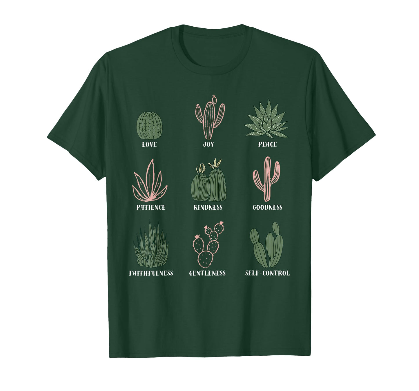 Boho Cactus Fruit of The Spirit Christian Bible Verse Garden T-Shirt