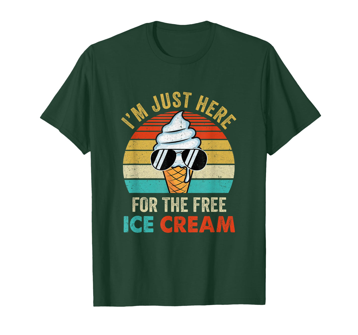 I'm Just Here For The Free Ice Cream Funny Cruise 2025 Retro T-Shirt