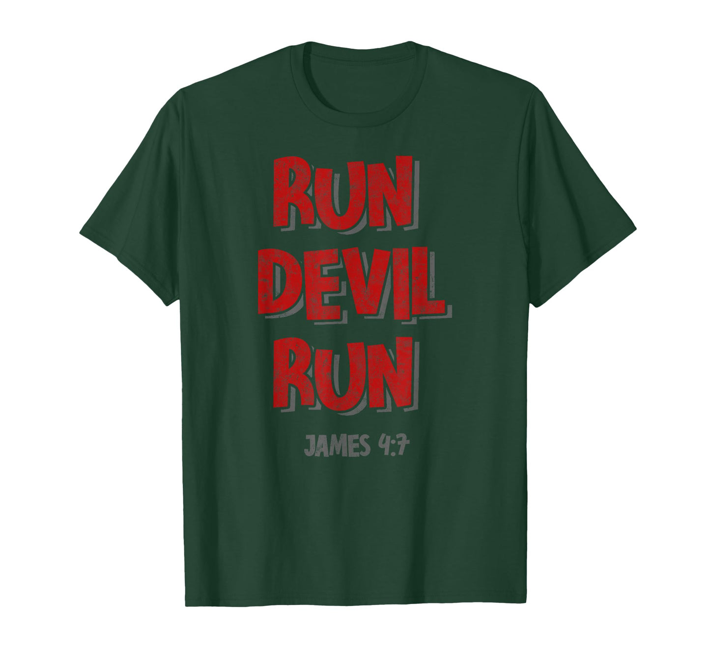 James 4:7 Bible Verse Run Devil Run Christian Tee Religious T-Shirt