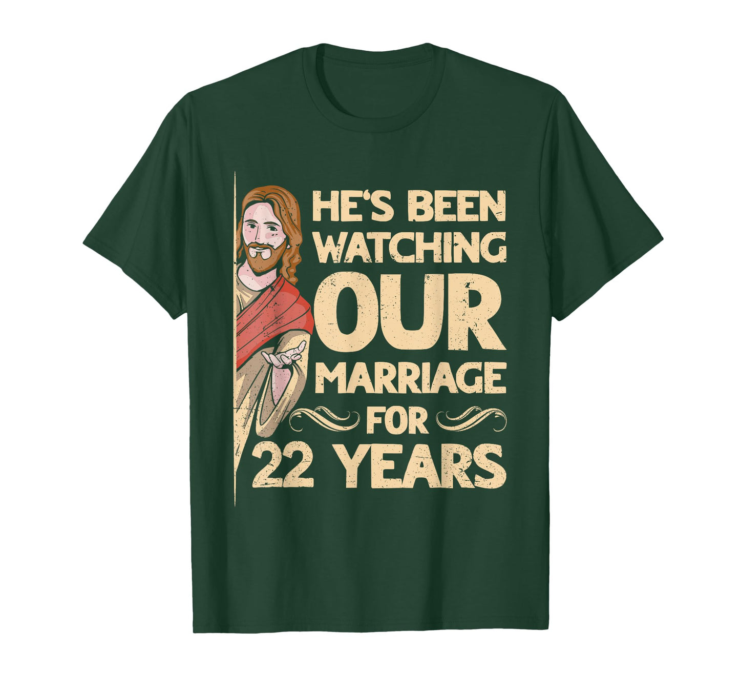 22nd Wedding Anniversary Jesus Christian Husband Wife T-Shirt
